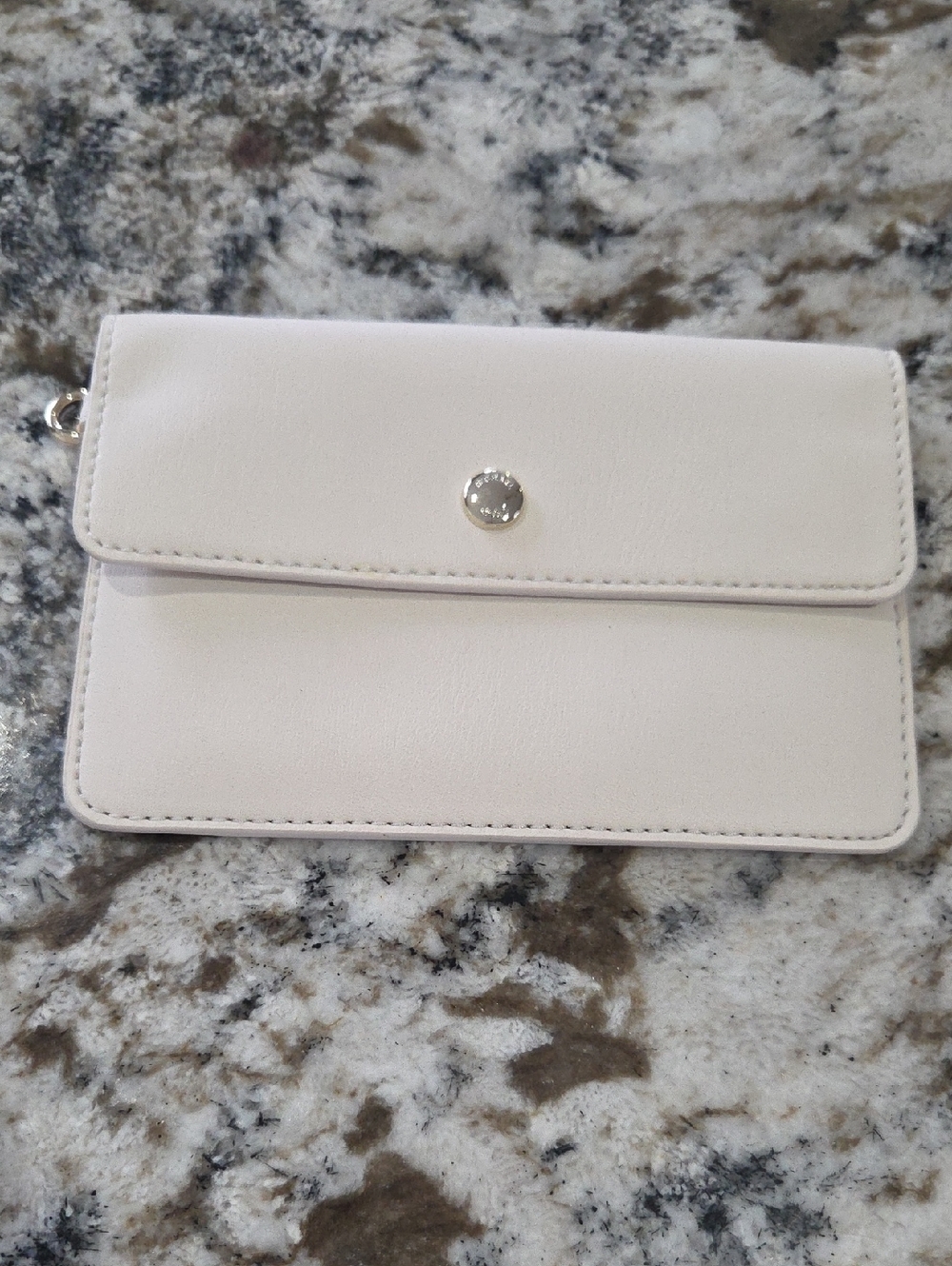 Michael Kors White Vegan Leather Snap Clutch Wristlet